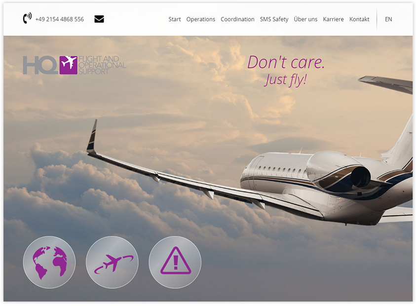 Gutes Webdesign für Fluggesellschaft